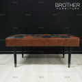 Modern fabric botton tufting brown bench upholstery velvet bed end stool